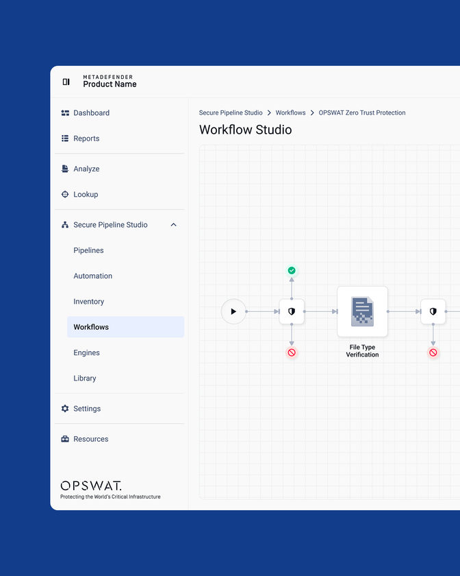 Workflow Studio — a file-inspection pipeline laid out as connected nodes