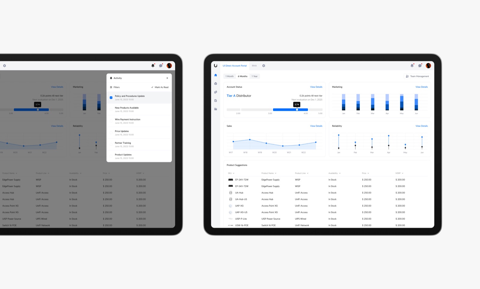UI Direct Account Portal — screen