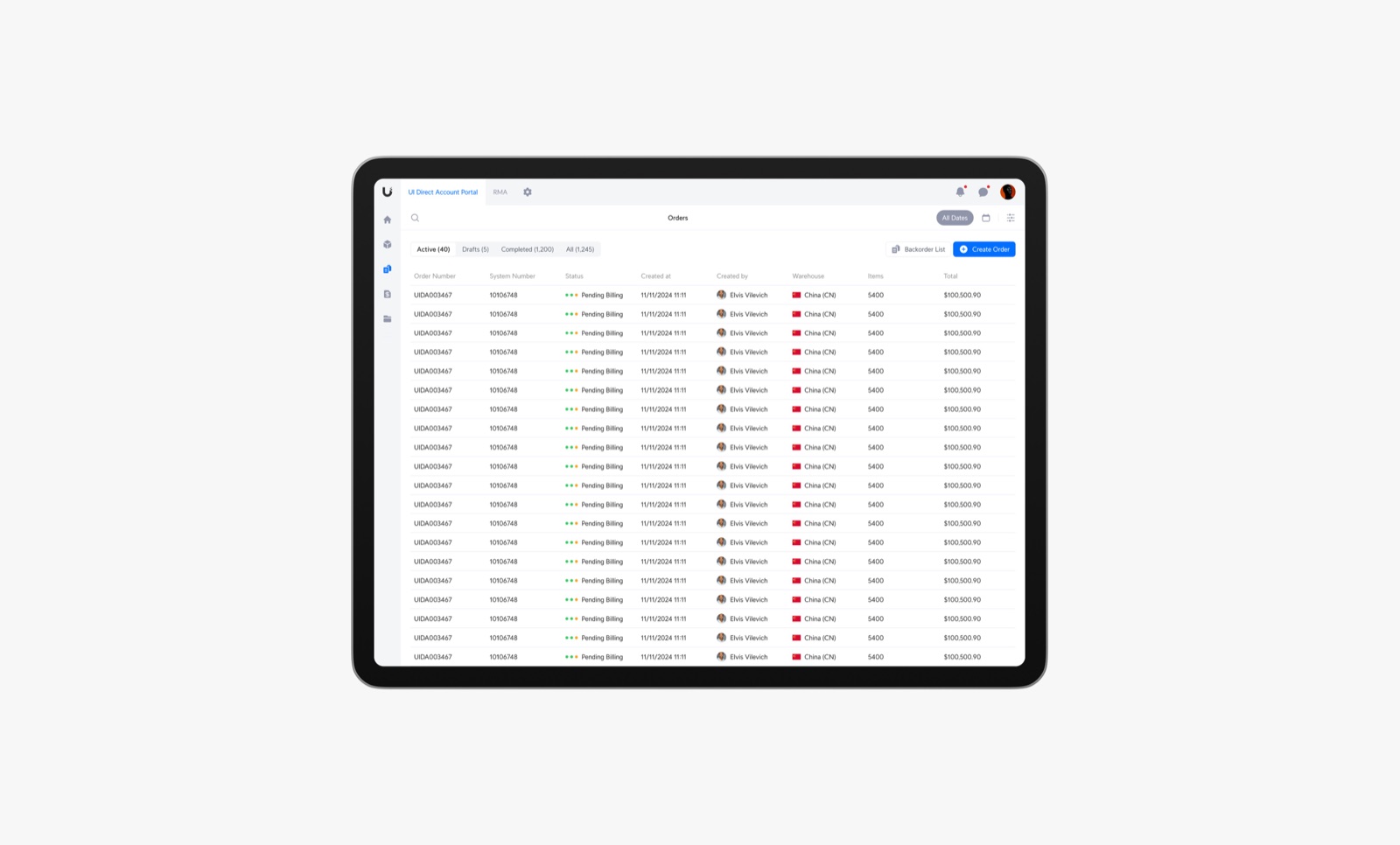 UI Direct Account Portal — screen
