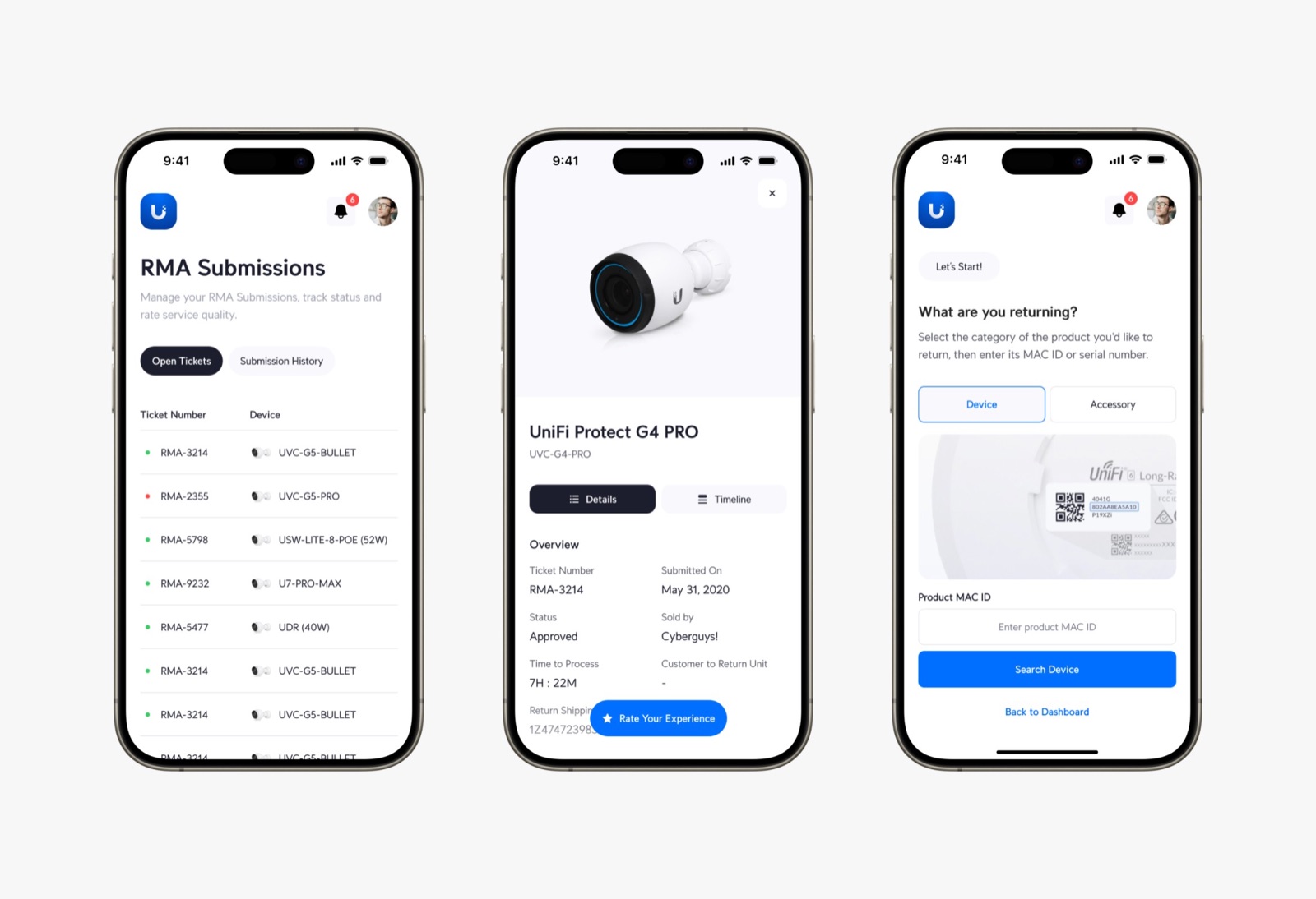 UI RMA Portal — screen