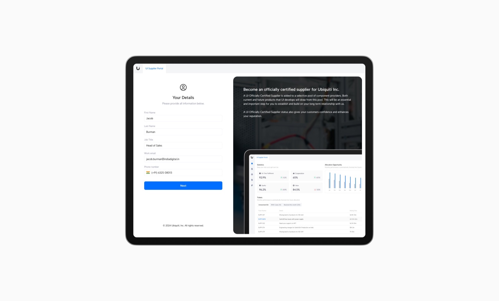 UI Supplier Portal — screen