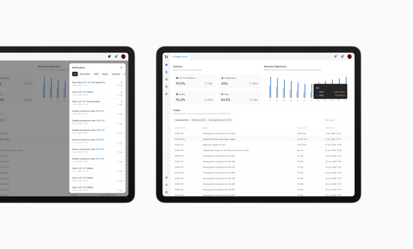 UI Supplier Portal — screen