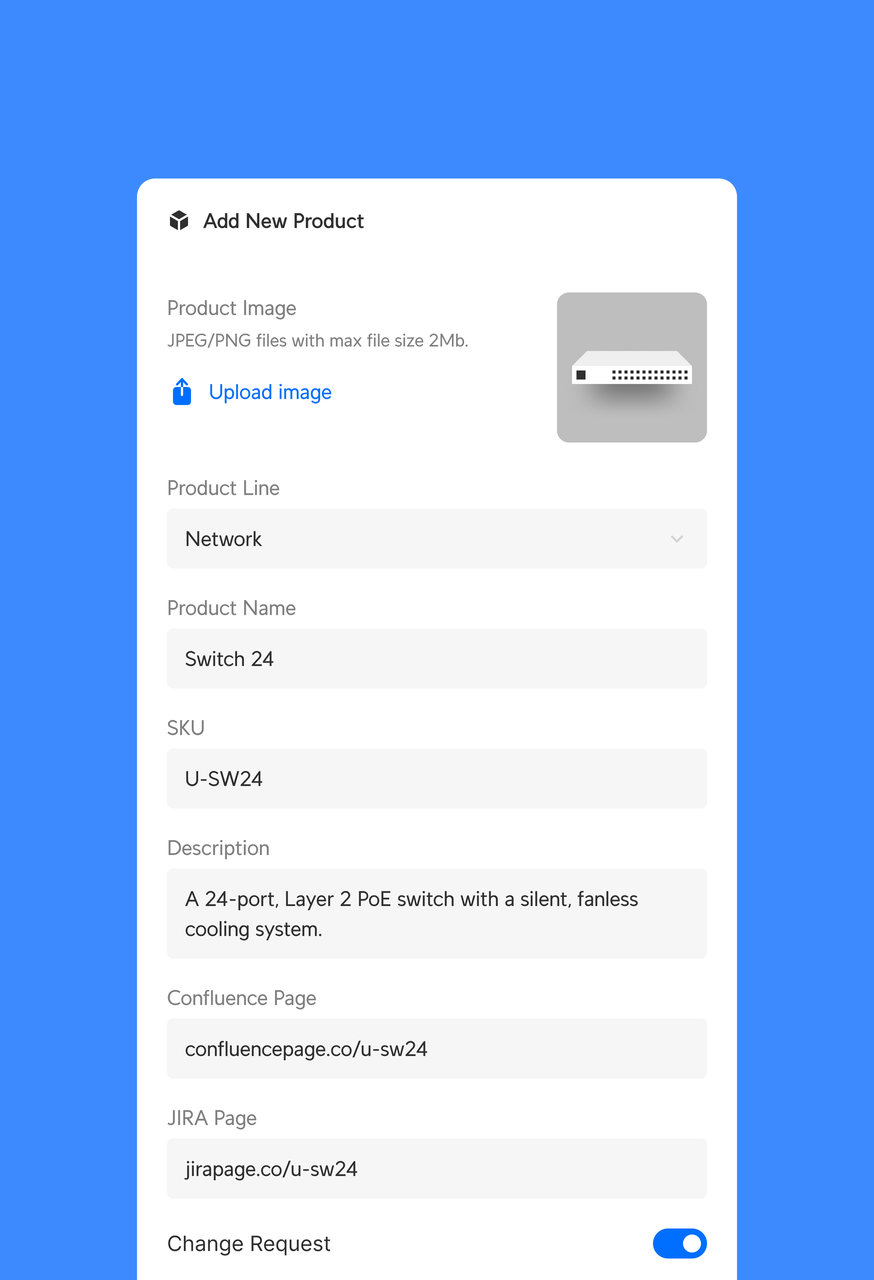 Add New Product form