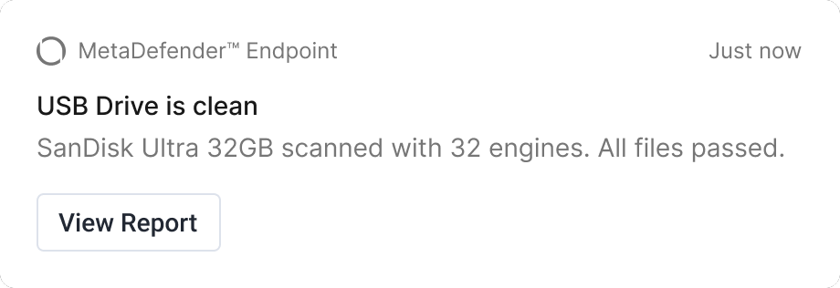 Notification: USB drive is clean — SanDisk Ultra 32GB scanned with 32 engines