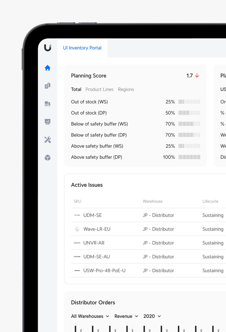 Ubiquiti Inventory Portal dashboard on a tablet