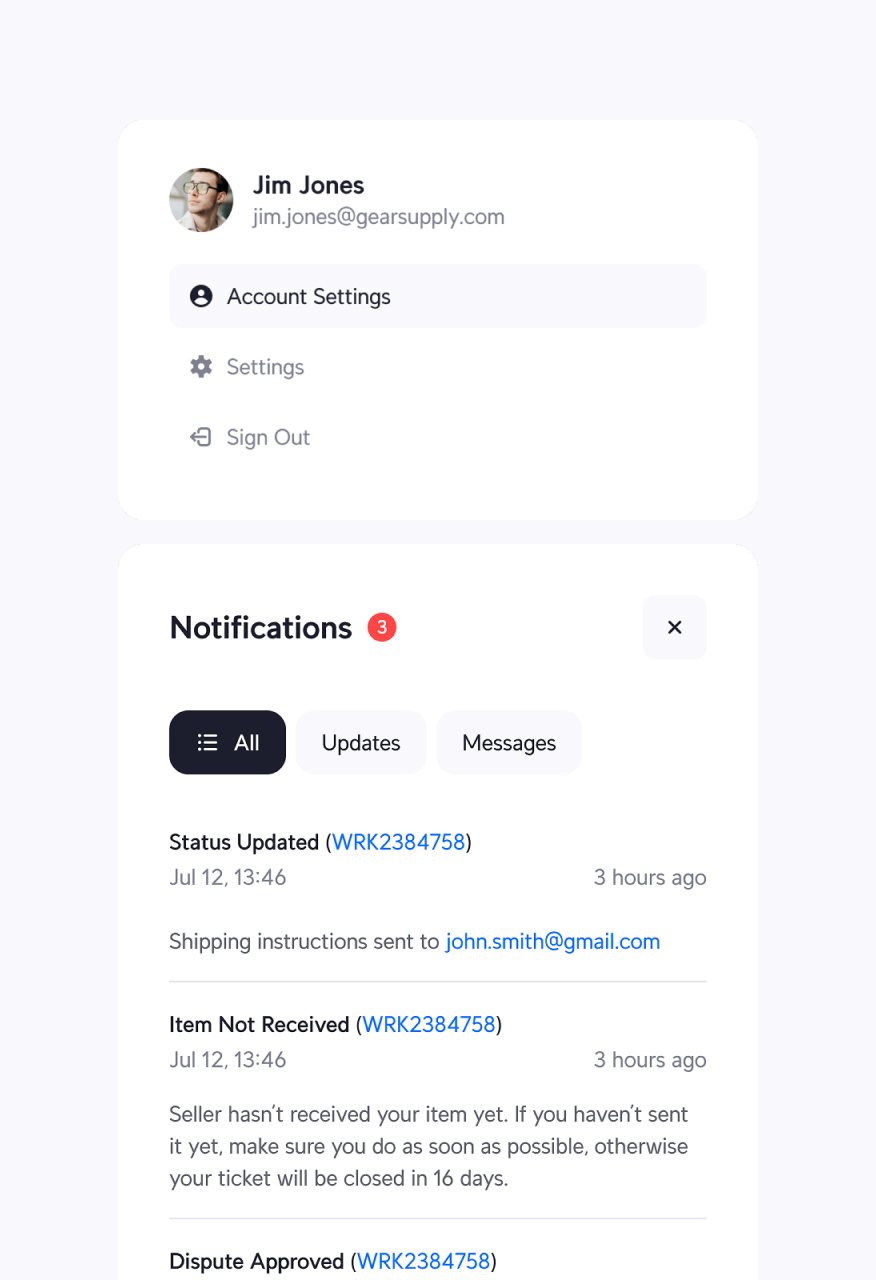 RMA account and notifications