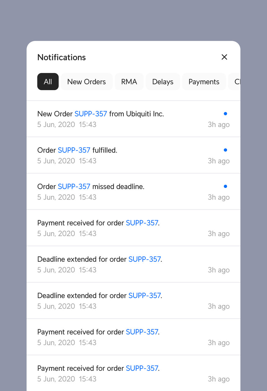 Supplier Portal notifications